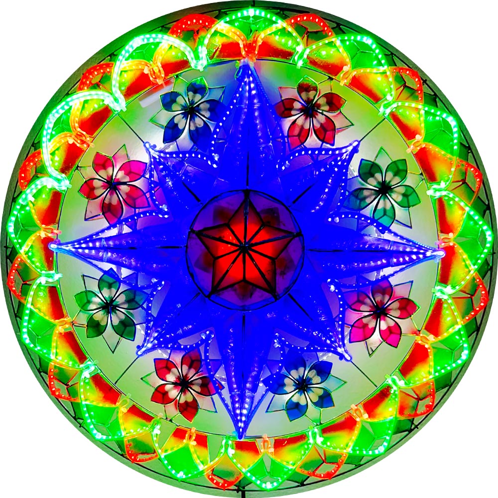 Hot! Philippines Handmade Capiz Parol Lantern Star with RGBW LED Show - 24 Inches, 2 KG, 110V