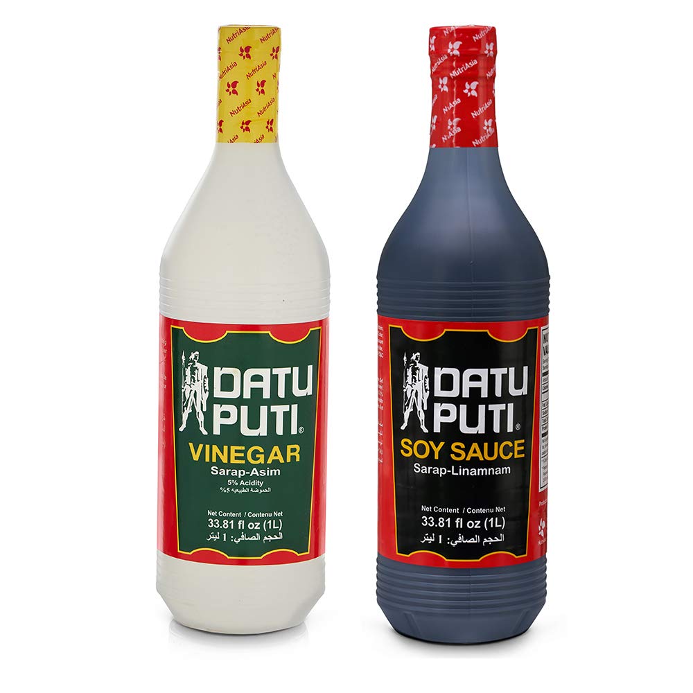Datu Puti Condiment Value Pack: 1L Bottles of Cane Vinegar and Soy Sauce