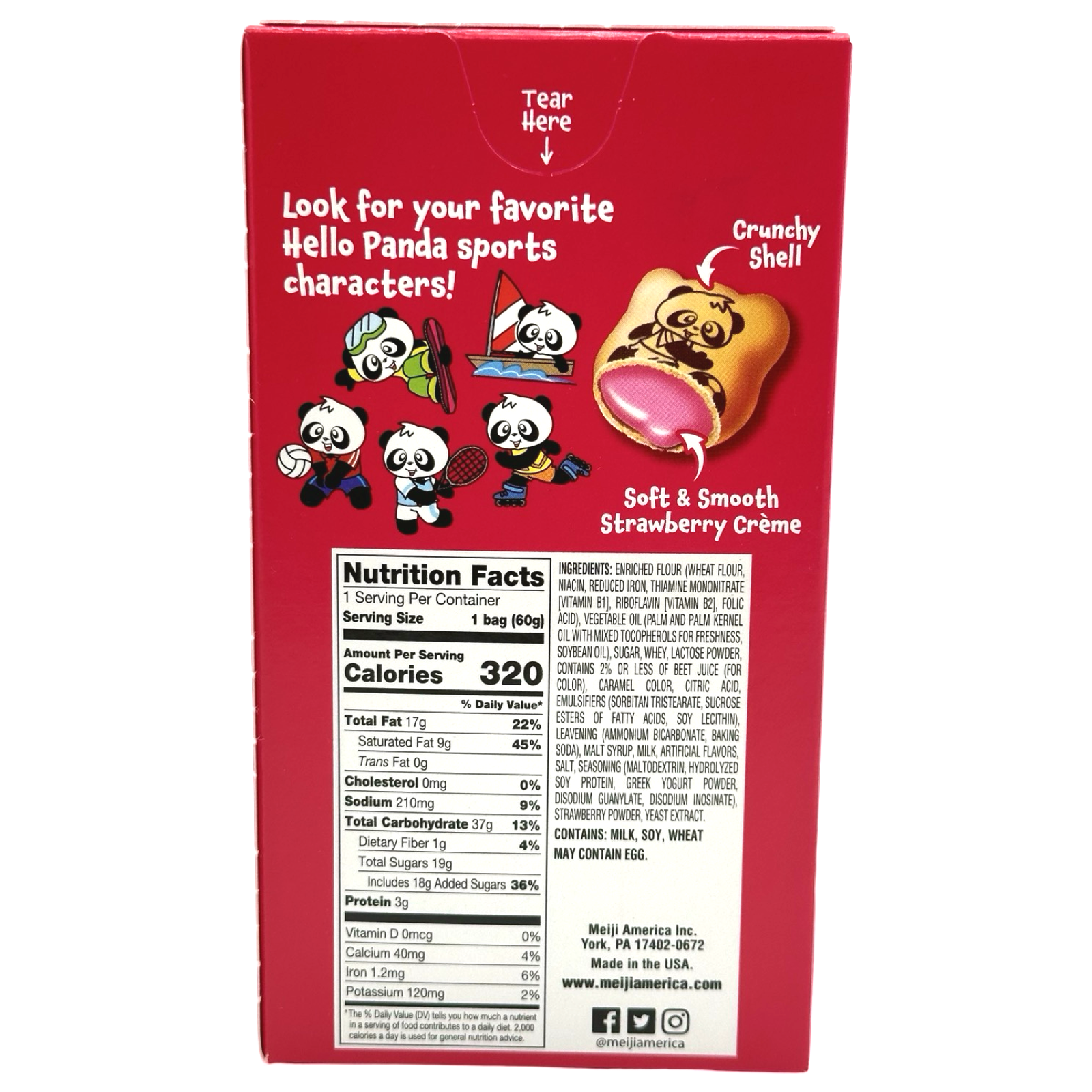 Meiji Hello Panda Strawberry Biscuits - 2.1 OZ, Delicious Snack Anytime
