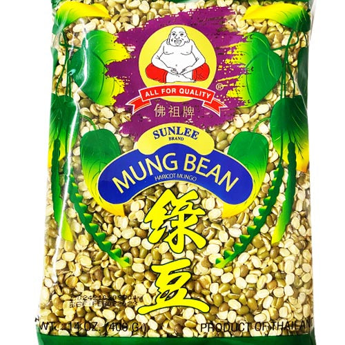 Sunlee Brand - 14 OZ Unpeeled Split Mung Beans (Haricot Mungo) - Nutritious Delight