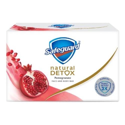 Safeguard Pomegranate Natural Detox Face and Body Soap Bar - 108 G, Clinically Tested
