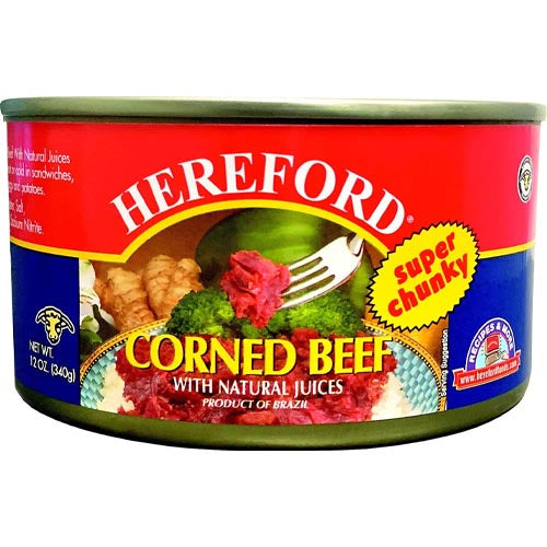 Hereford - 12 OZ Canned Super Chunky Corned Beef with Natural Juices - Tasty Delight