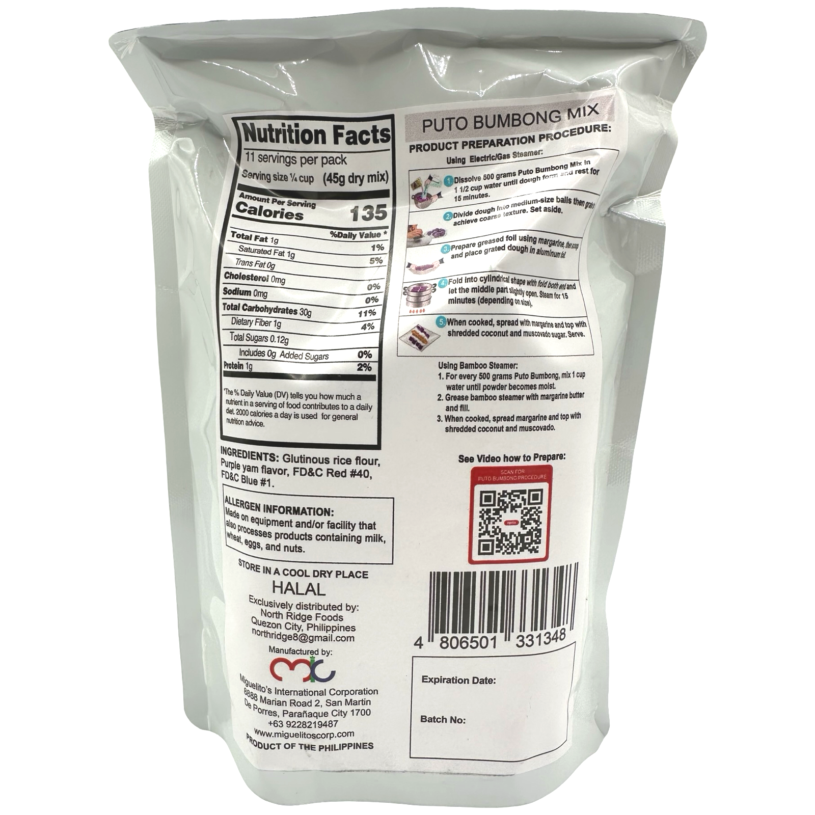 Miguelitos - 500G Steamed Bamboo Rice Cake Mix - Fluffy and Delicious