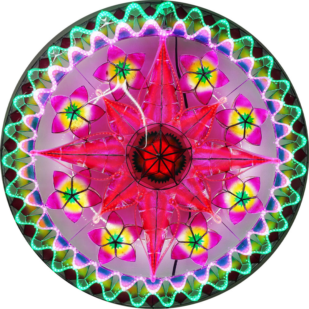 Philippine Handmade Christmas Capiz Parol Star Lantern - Purple, Red, Green, 30 Inches, 4 KG