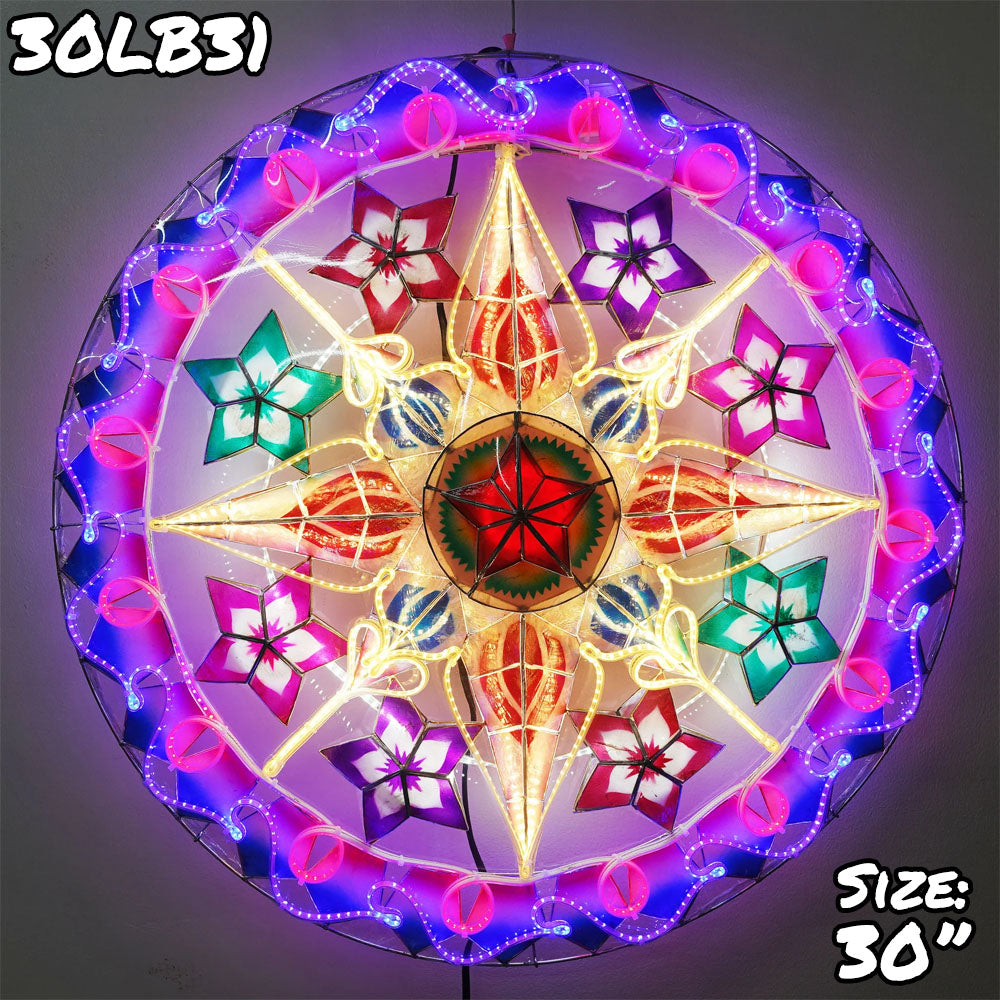Hot Sale! Philippines Handmade Capiz Parol Lantern Star (Tala) - Red/Blue/White LED, 30 Inches, 4 KG, 110V