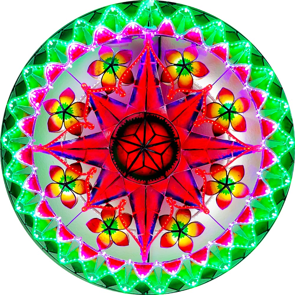 Limited Offer! Philippines Christmas Capiz Parol Lantern Star in Purple, Red, Green - 24 Inches, 2 KG, 110 V