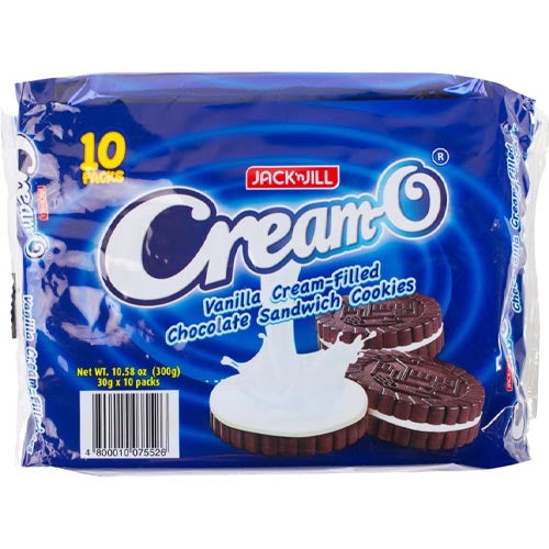 Jack 'n Jill Cream-O Vanilla Cream-Filled Chocolate Cookies - 10 Packs, 300G (BLUE) - Great Deal!