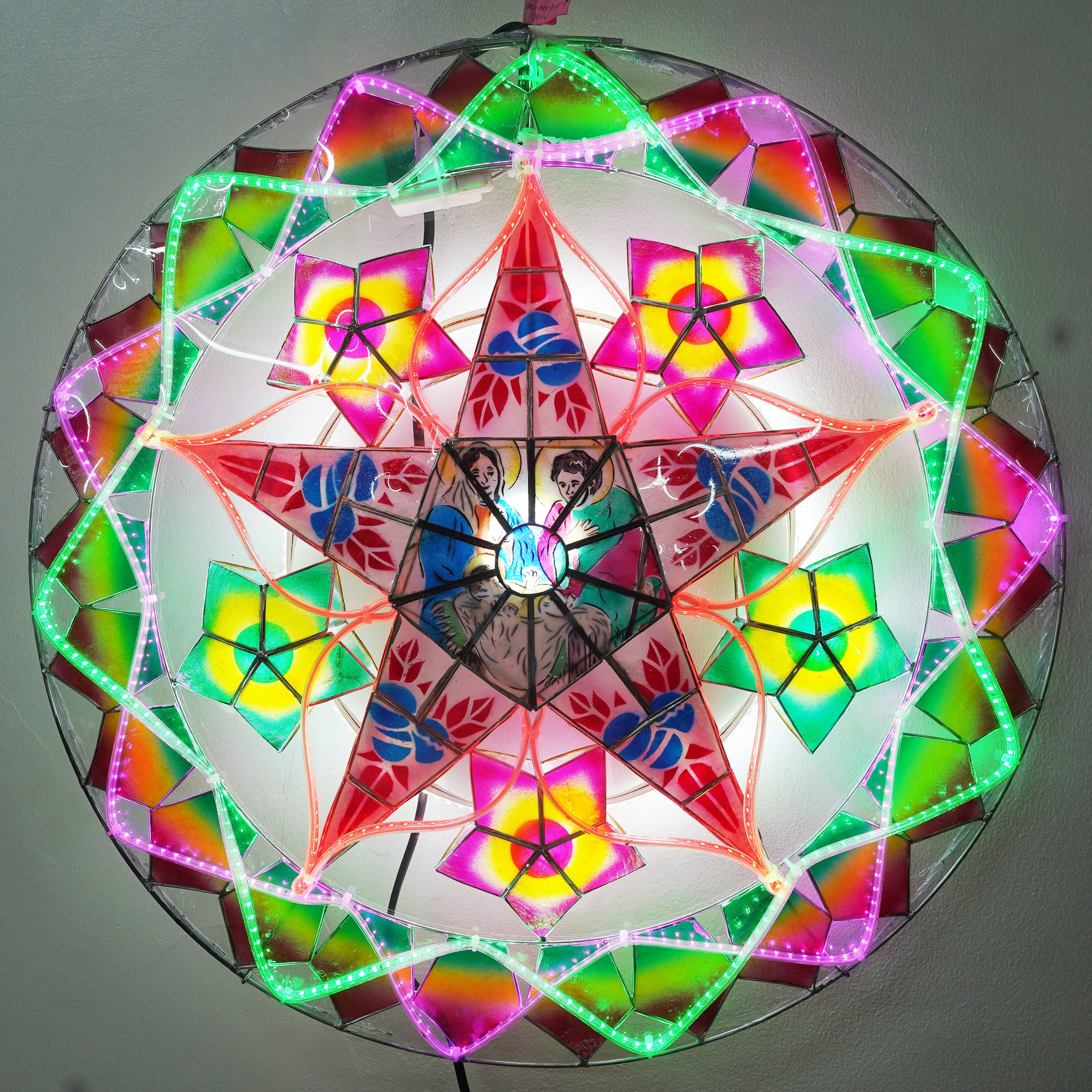 Hot! Philippines Handmade Christmas Capiz Parol Lantern Star (Tala) - Green/Red/Purple, 24 Inches, 2 KG, 110 V