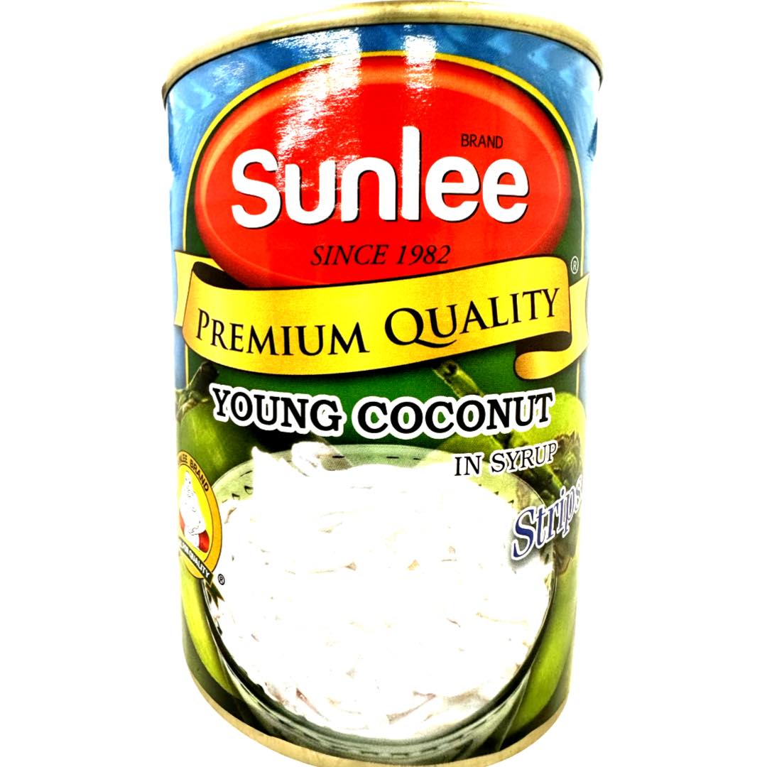 Sunlee - Premium Young Coconut Meat Strips in Syrup, 20 OZ - Ideal for Delicious Desserts