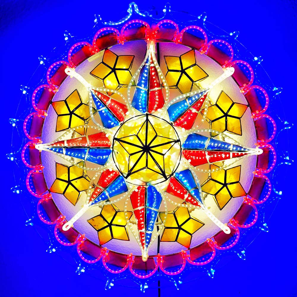 Hot! Philippines Christmas Capiz Parol Lantern Star - Yellow/Red/White/Blue LED Show, 24 Inches, 2 KG, 110V