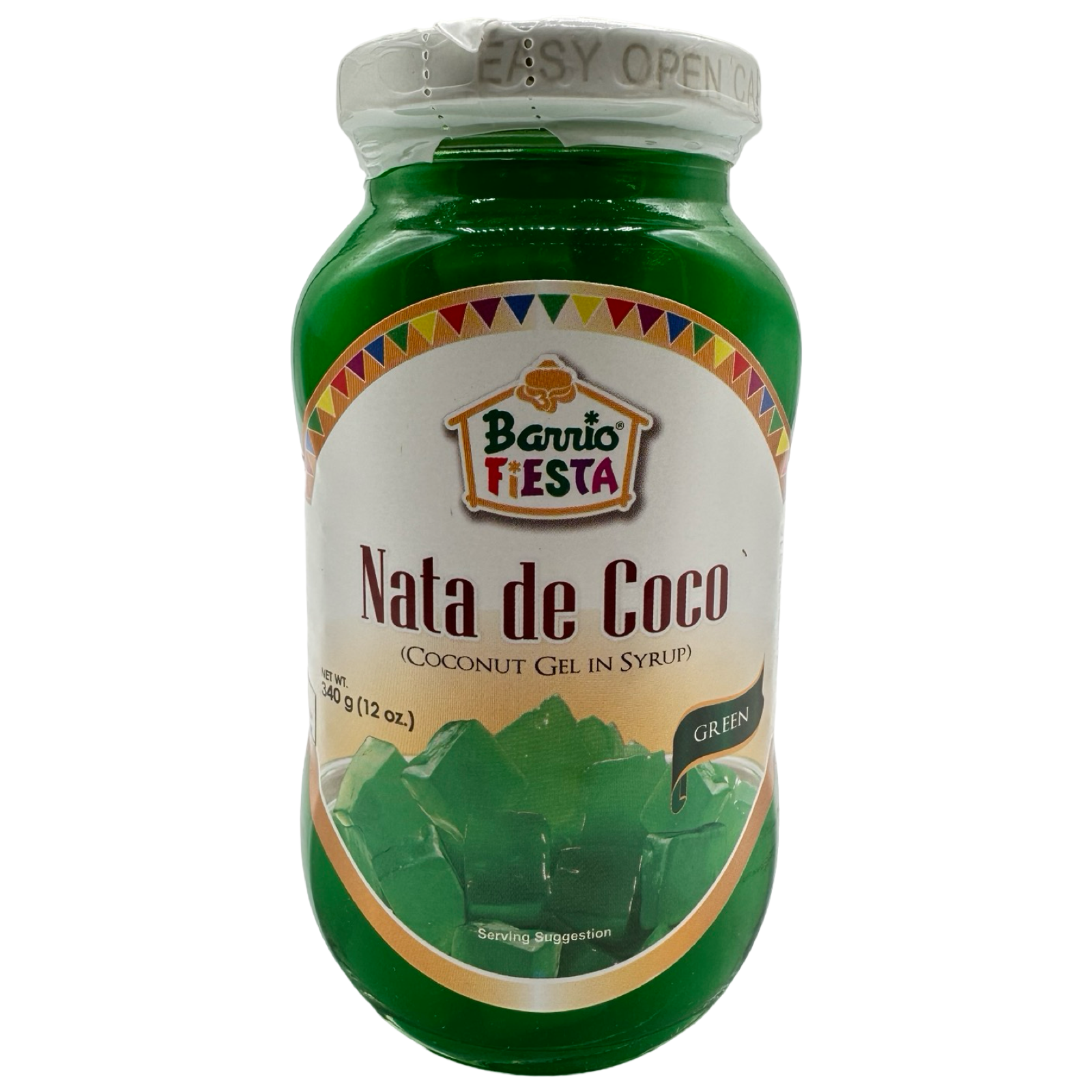 Barrio Fiesta 12 OZ Green Nata De Coco - Tropical Treat for Desserts or Snacking