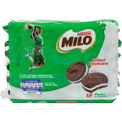 Nestle Milo Vanilla Cream Filled Sandwich Cookies - 12 Pack (408 G)