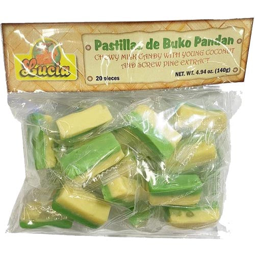 Lucia Chewy Milk Candy - 140 G, Featuring Young Coconut and Screw Pine Extract, Delicious Treat!