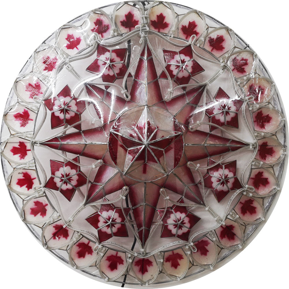 Red/White LED Philippine Christmas Capiz Parol Lantern Star - 24 Inches, 2 KG, 110V