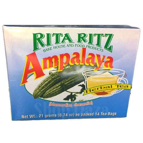 Rita Ritz All - Natural Ampalaya (Bitter Melon) Herbal Tea - No Caffeine, No Preservatives, 14 Tea Bags (21 G)