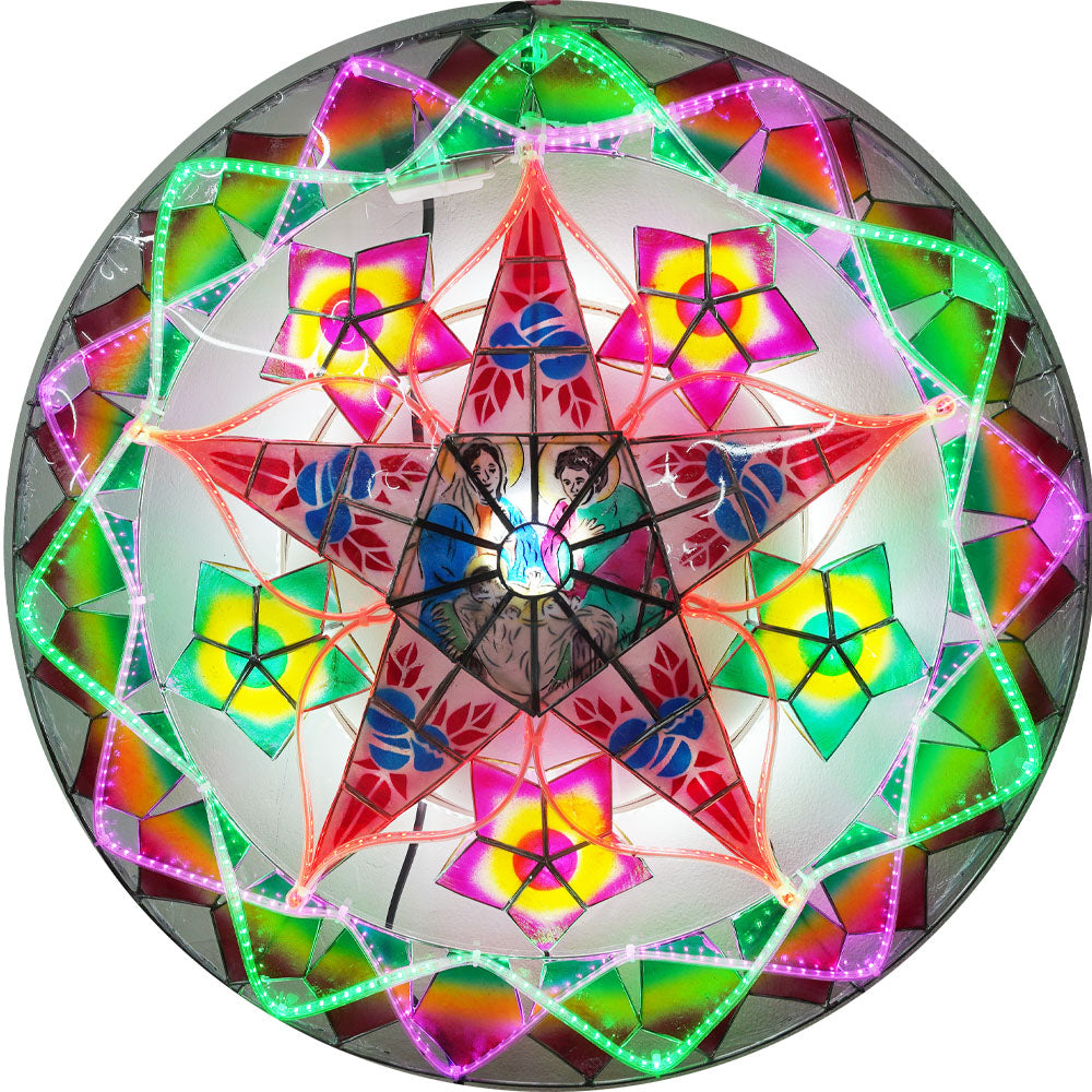 Hot! Philippines Handmade Christmas Capiz Parol Lantern Star (Tala) - Green/Red/Purple, 24 Inches, 2 KG, 110 V