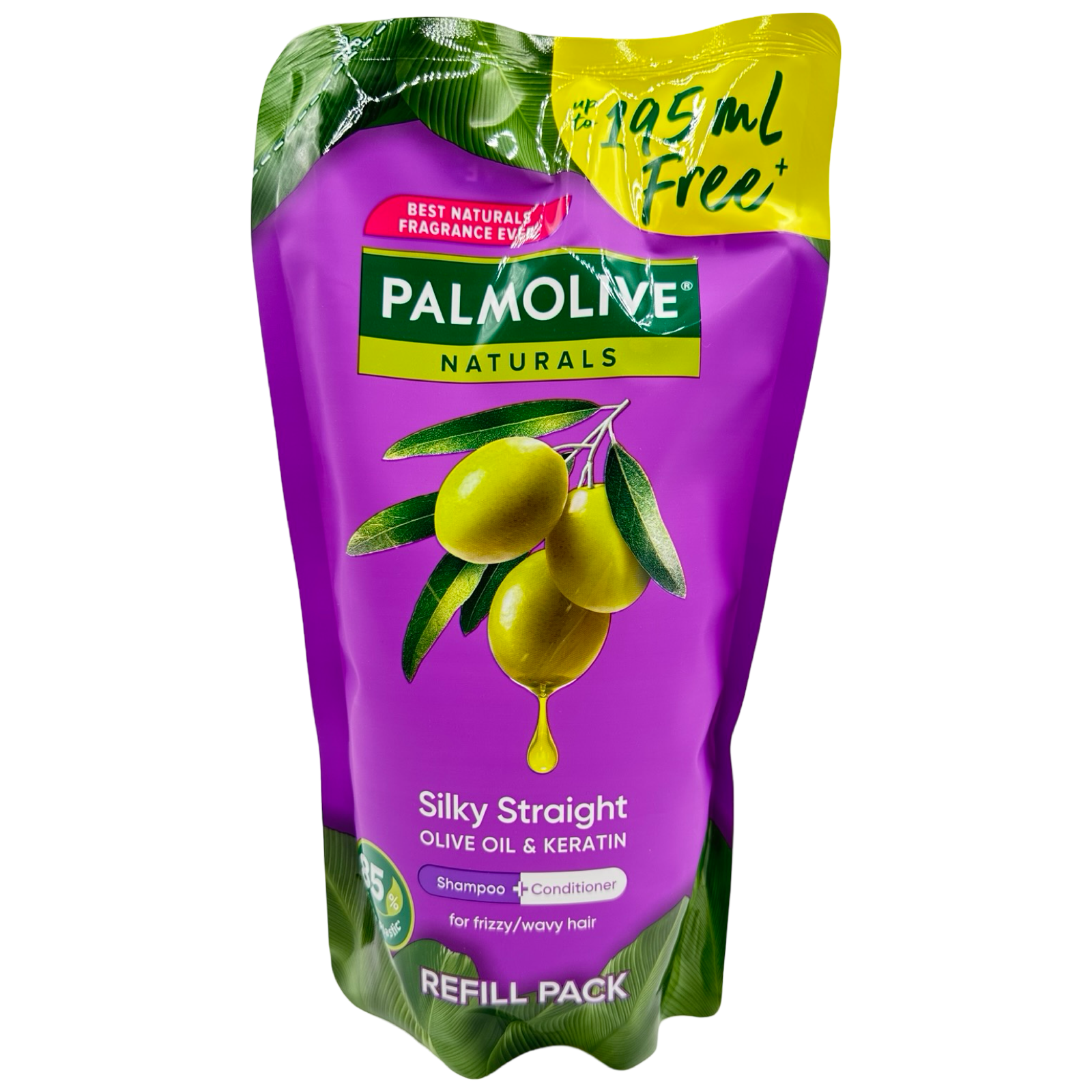Palmolive Naturals 600ml Silky Straight Purple Shampoo Refill Pack - Great Value!