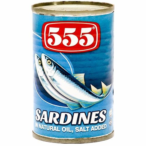 555 Sardines Enriched with Natural Oil and Added Salt