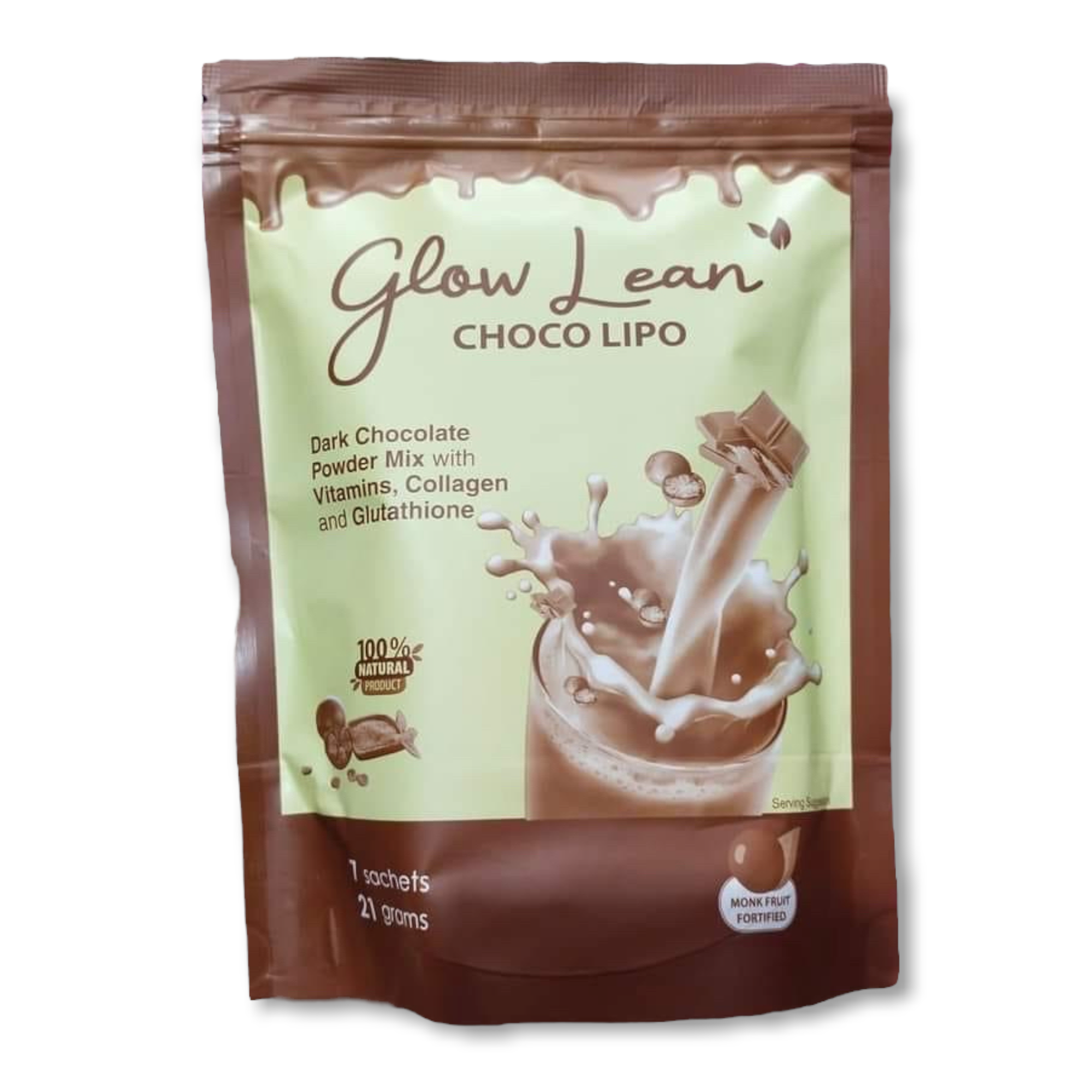 Glow Lean Choco Lipo - 7 Pouches of 21g, Natural Fat - Burning Drink