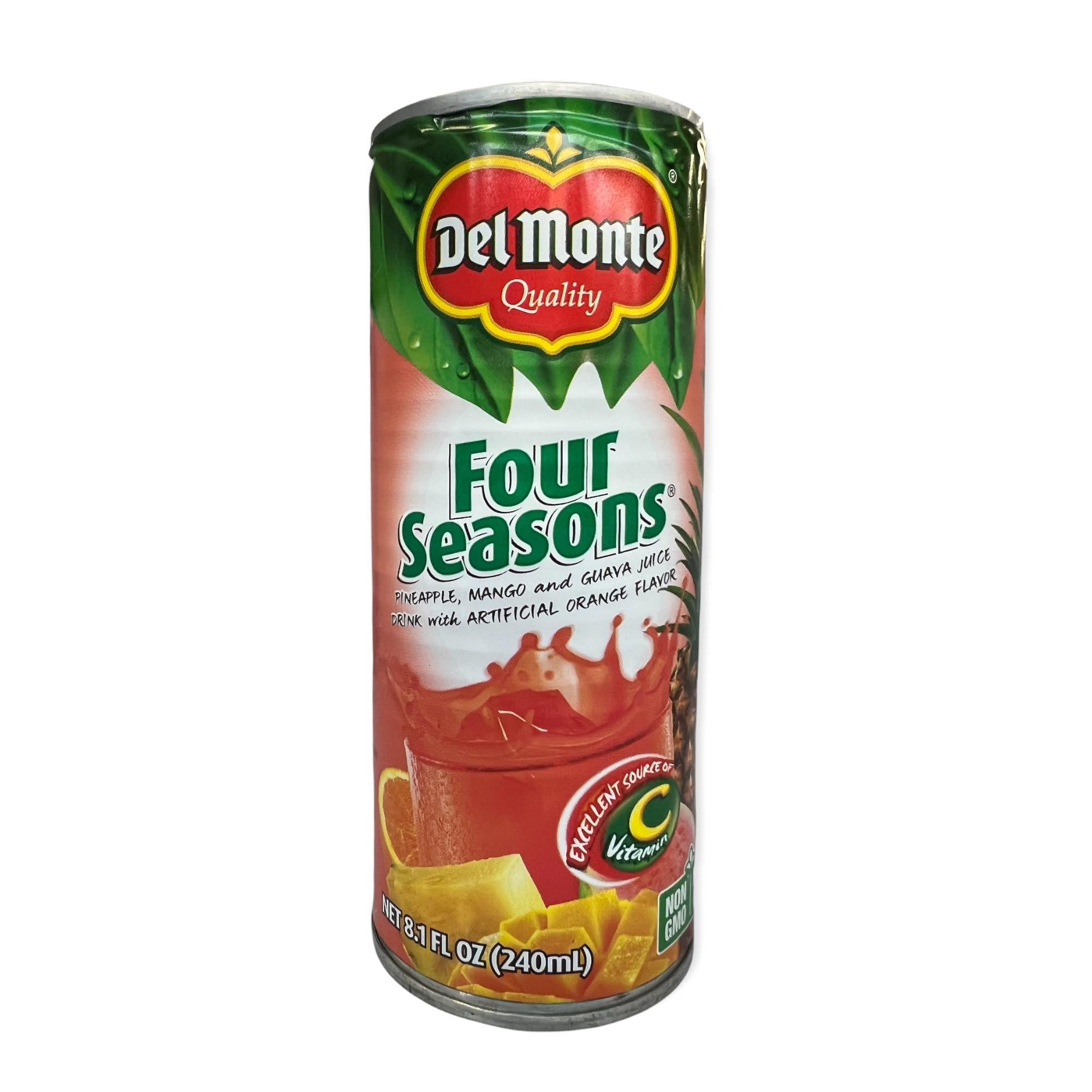 Del Monte Four Seasons Juice Drink: Pineapple, Mango, Guava with Orange Flavor - 240ml Can
