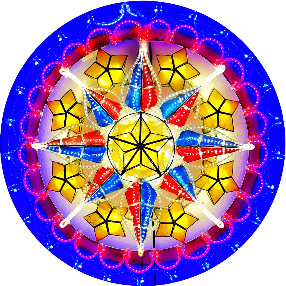 Hot! Philippines Christmas Capiz Parol Lantern Star - Yellow/Red/White/Blue LED Show, 24 Inches, 2 KG, 110V