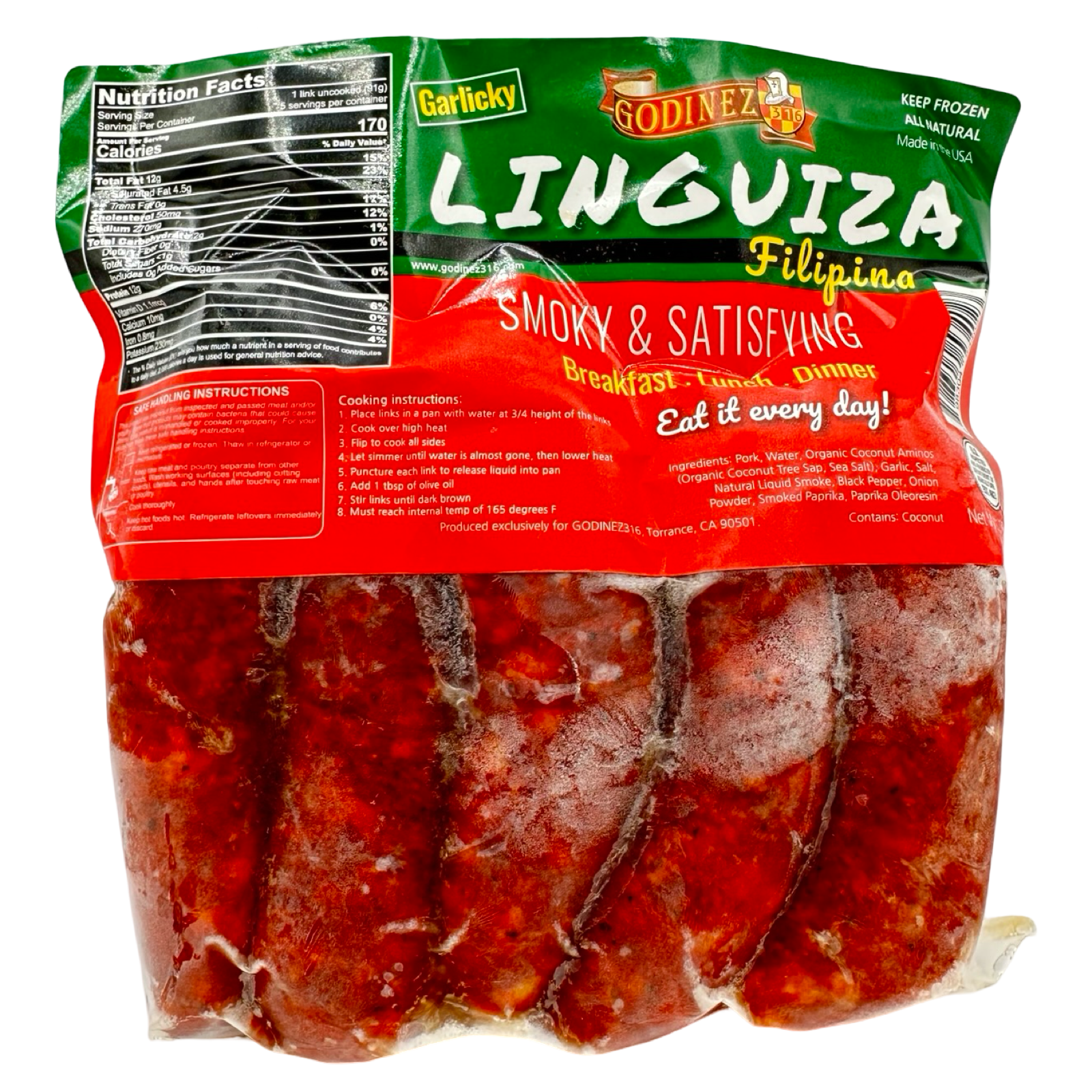 Godinez316 - 16 OZ Smoky & Flavorful Garlicky Filipino Linguiza Sausage