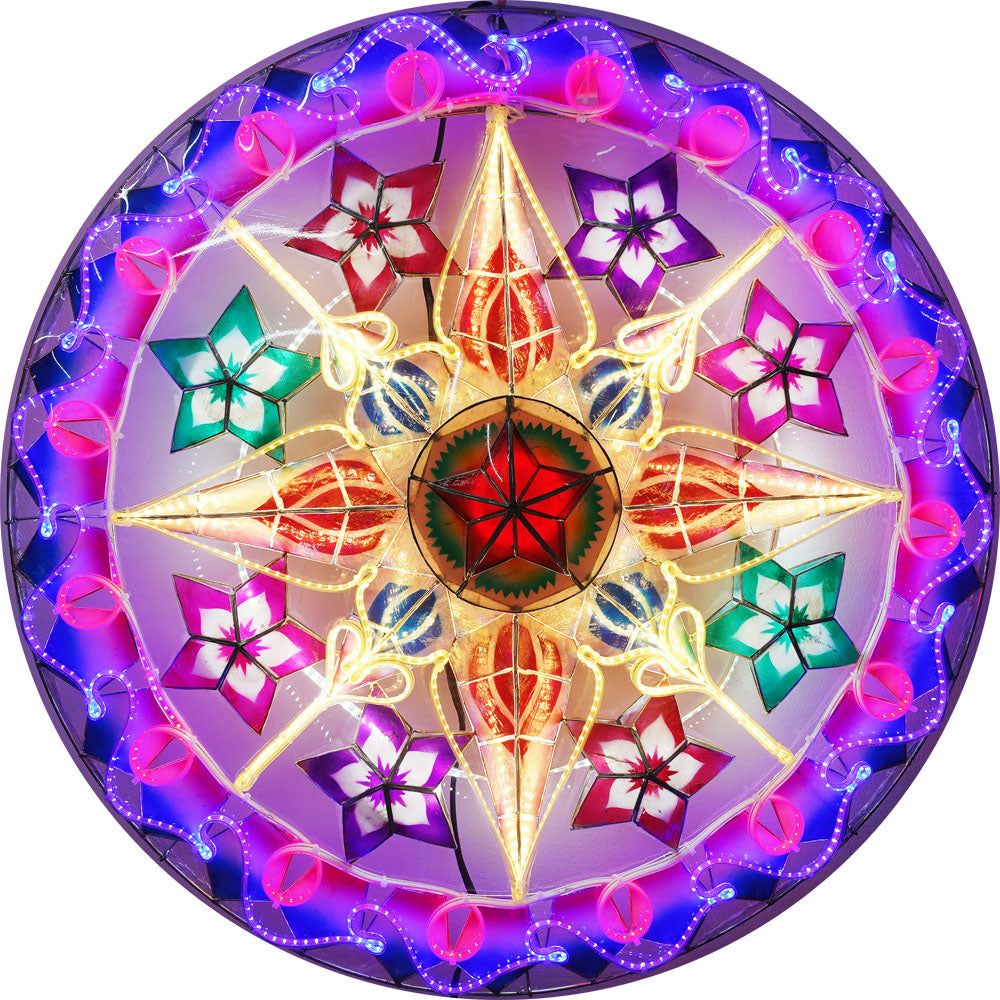 Hot Sale! Philippines Handmade Capiz Parol Lantern Star (Tala) - Red/Blue/White LED, 30 Inches, 4 KG, 110V