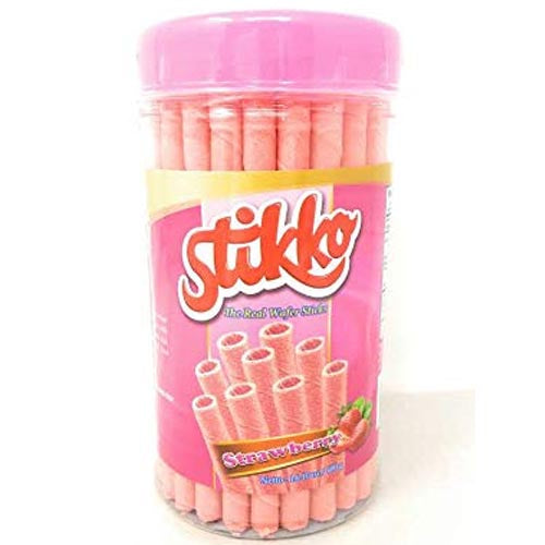 14.1 OZ Jar of Creamy Stikko Strawberry-Filled Wafer Sticks
