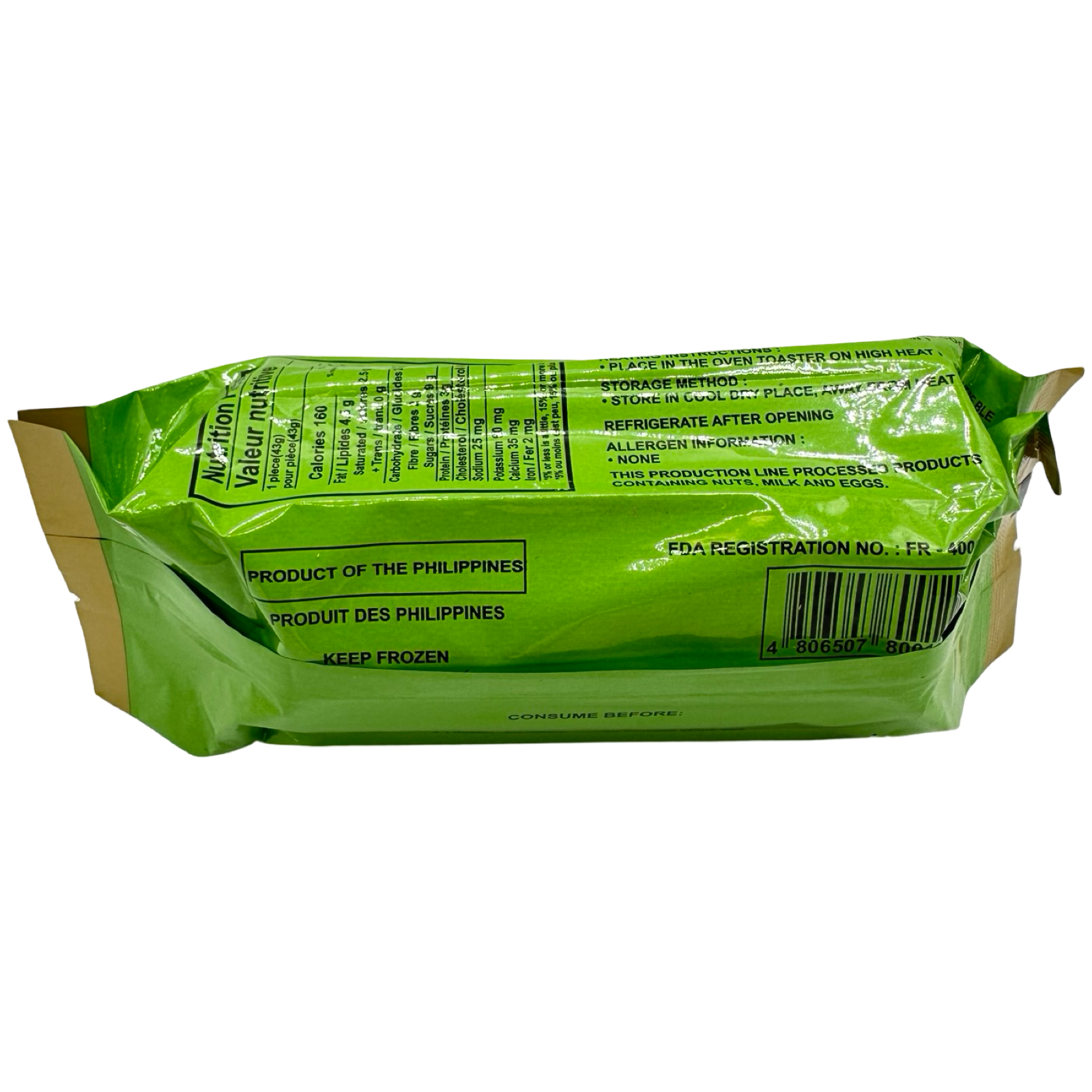 Ho-Land Frozen Pandan - Macapuno Chinese Pastries, 5 Pieces, 8 OZ