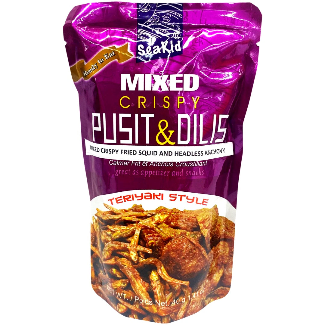 Seakid - Teriyaki Style Mixed Crispy Fried Squid and Headless Anchovy Snack - 40 G
