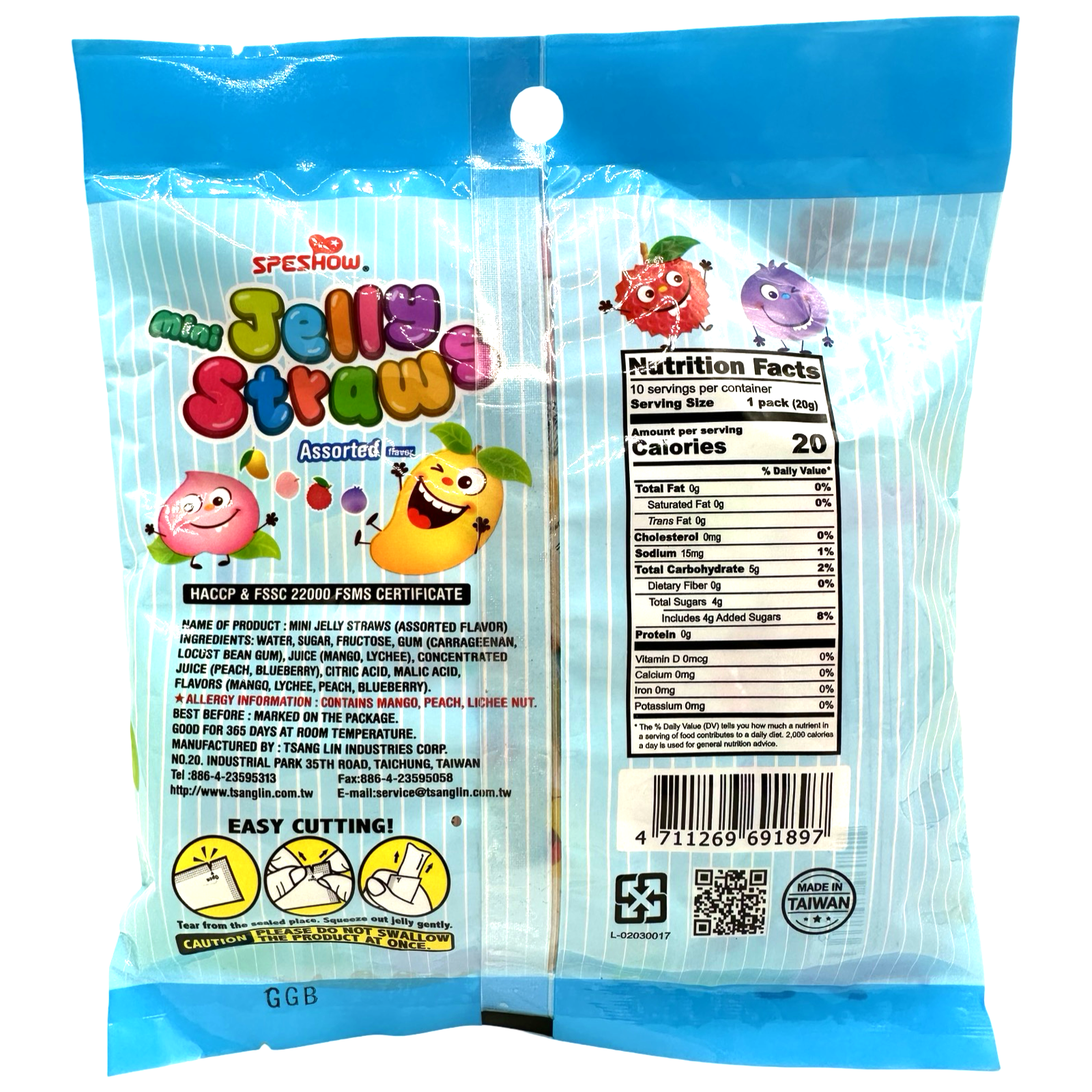 ABC Speshow Assorted Flavor Mini Jelly Straws - 200 G (BLUE) - Delicious Treat!