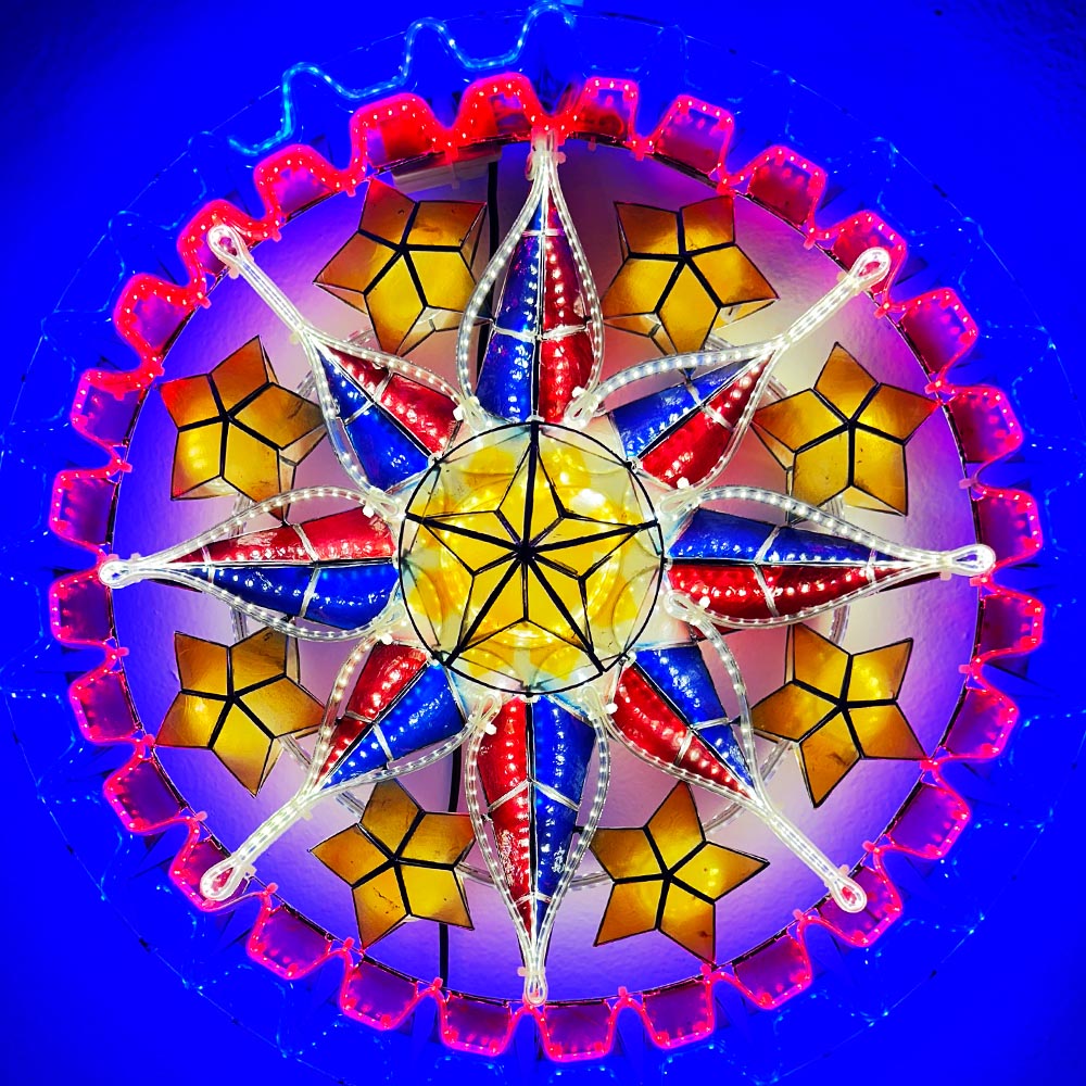 24-Inch Filipino Christmas Capiz Parol Star Lantern with Multi-Color LED Show (PHA)