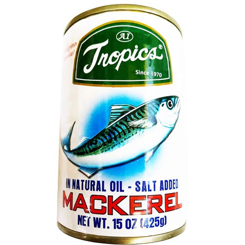 Tropics 15-OZ Canned Mackerel in Natural Oil with Added Salt - A Healthy Seafood Delight