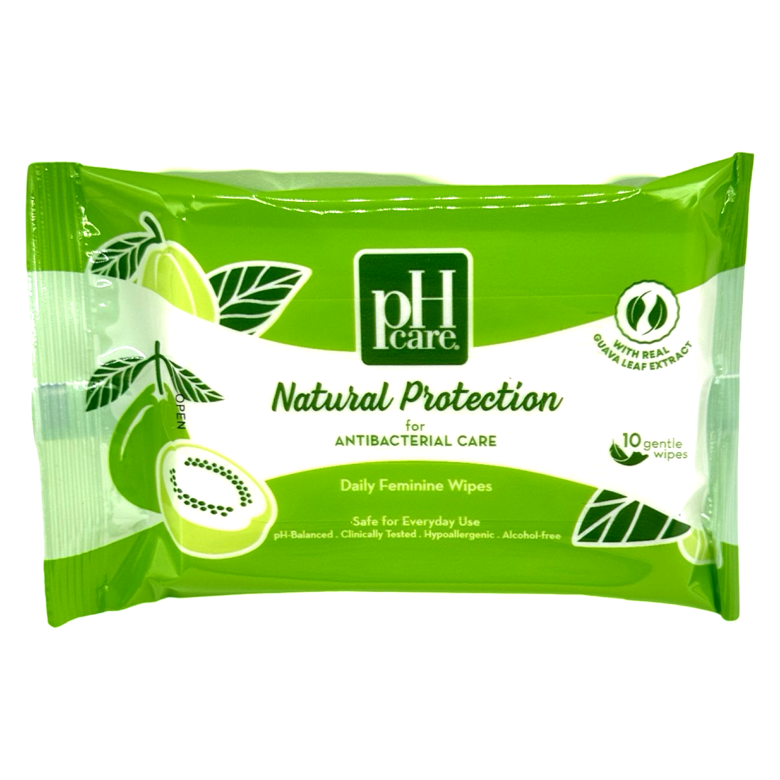 pH Care Daily Feminine Antibacterial Wipes - 10 Wipes for Natural Protection