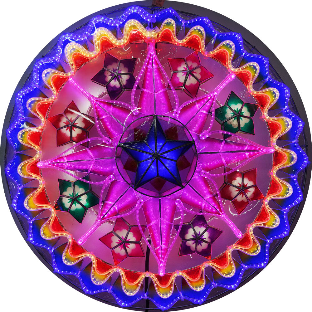 Hot Sale! Philippines Handmade Capiz Shell Christmas Parol Lantern Star in Blue, Red, Purple, White - 24 Inches, 2 KG, 110 V