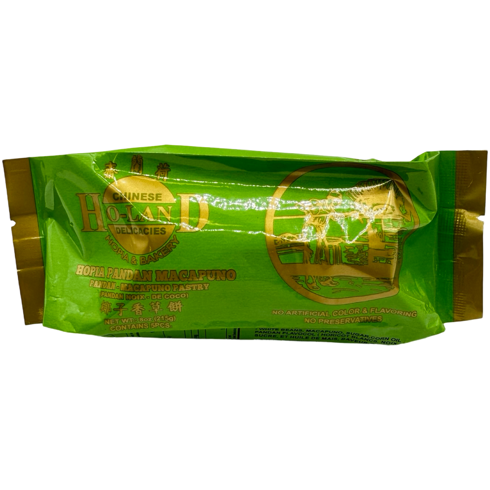 Ho-Land Frozen Pandan - Macapuno Chinese Pastries, 5 Pieces, 8 OZ