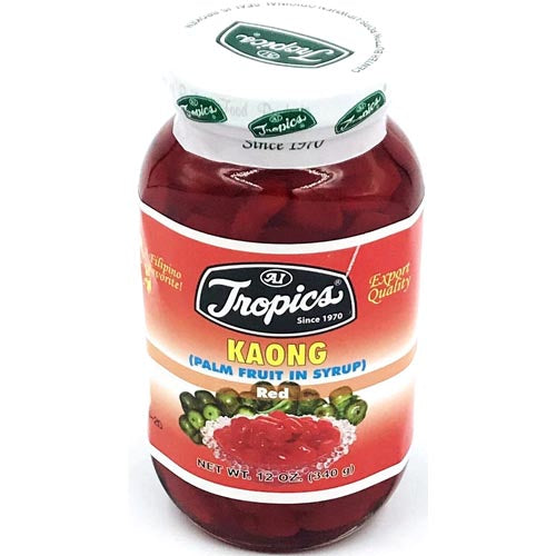 Tropics Red Kaong Palm Fruit in Syrup - 12 OZ Jar, Ideal for Filipino Desserts