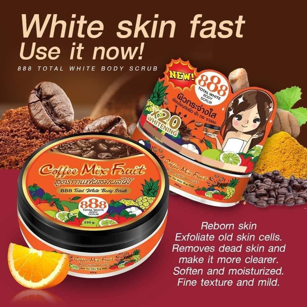 888 Total White Coffee & Fruit Body Scrub - 250g (Great Deal!)
