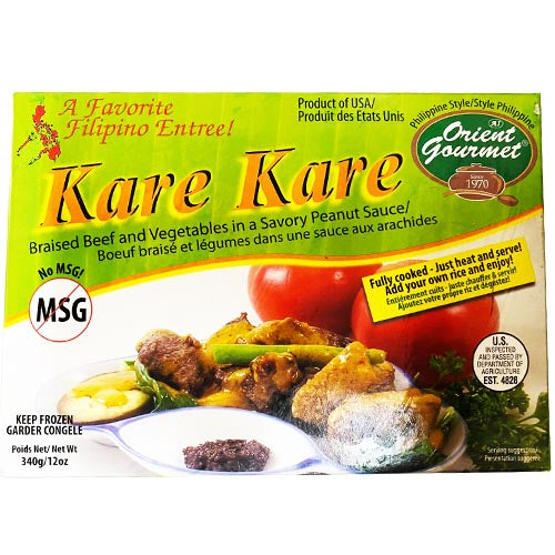 Orient Gourmet Kare Kare - Fully Cooked Braised Beef & Vegetables in Savory Peanut Sauce, 12 OZ - Just Heat & Serve!