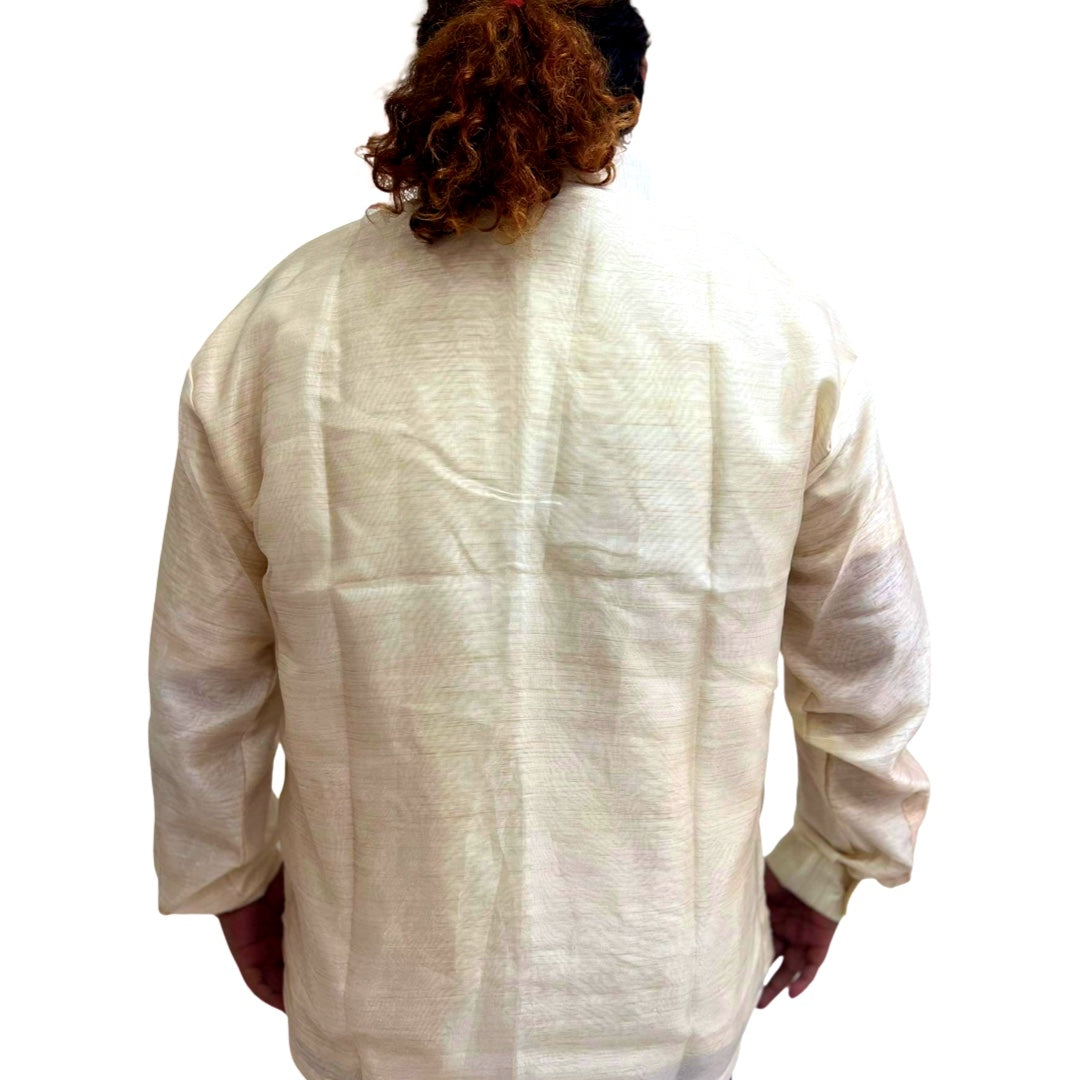 Brown Kubo Design Special Double - Lined Barong Tagalog with Piping