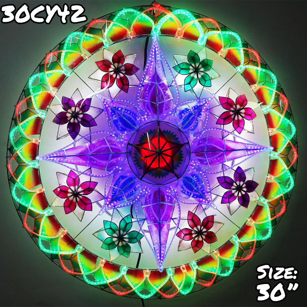 Hot Sale! Philippines Handmade Christmas Capiz Parol Lantern Star with RGBW LED Show, 30 Inches, 4 KG, 110V