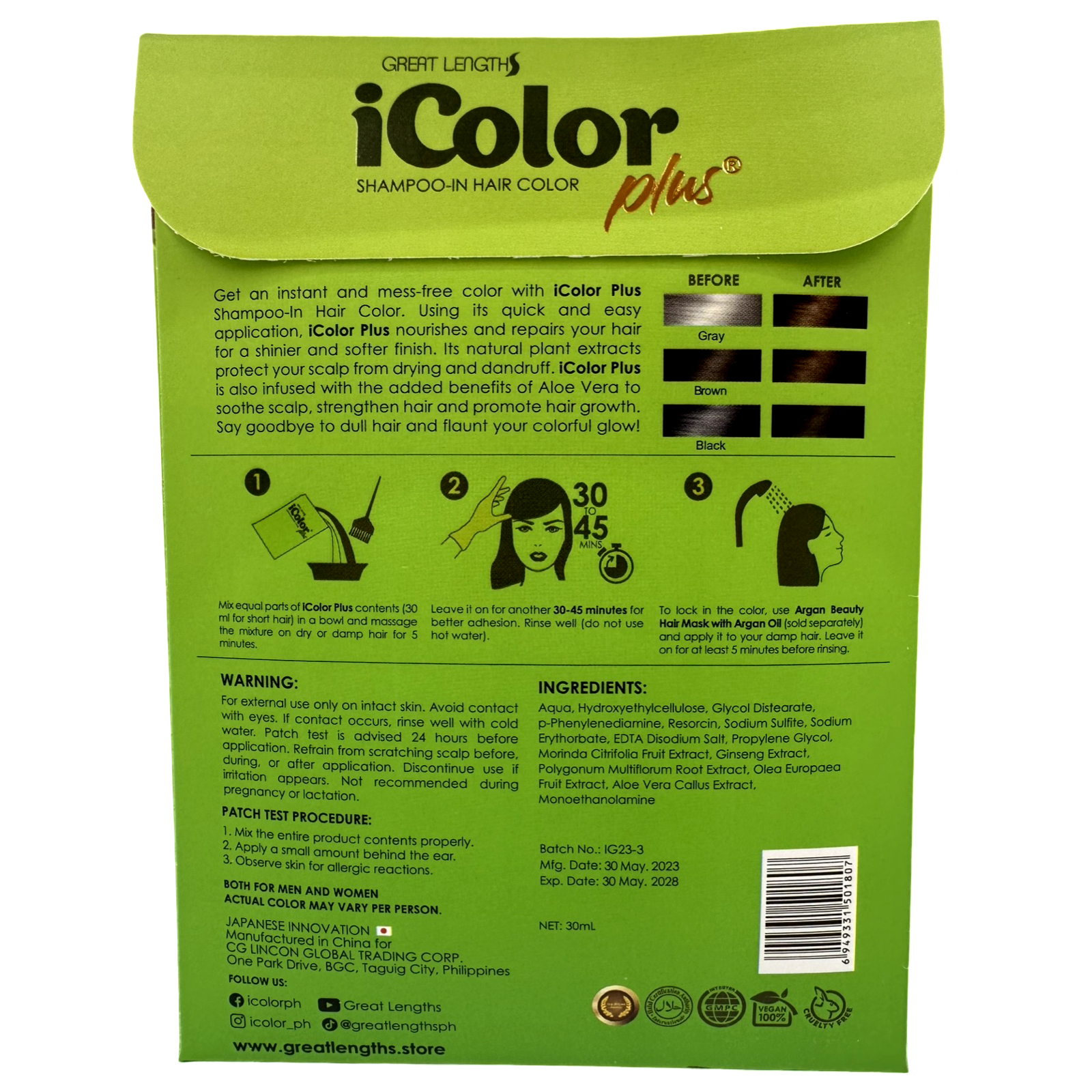 iColor Plus Hair Color Shampoo - Medium Brown 30 ML - Get Bold Results!