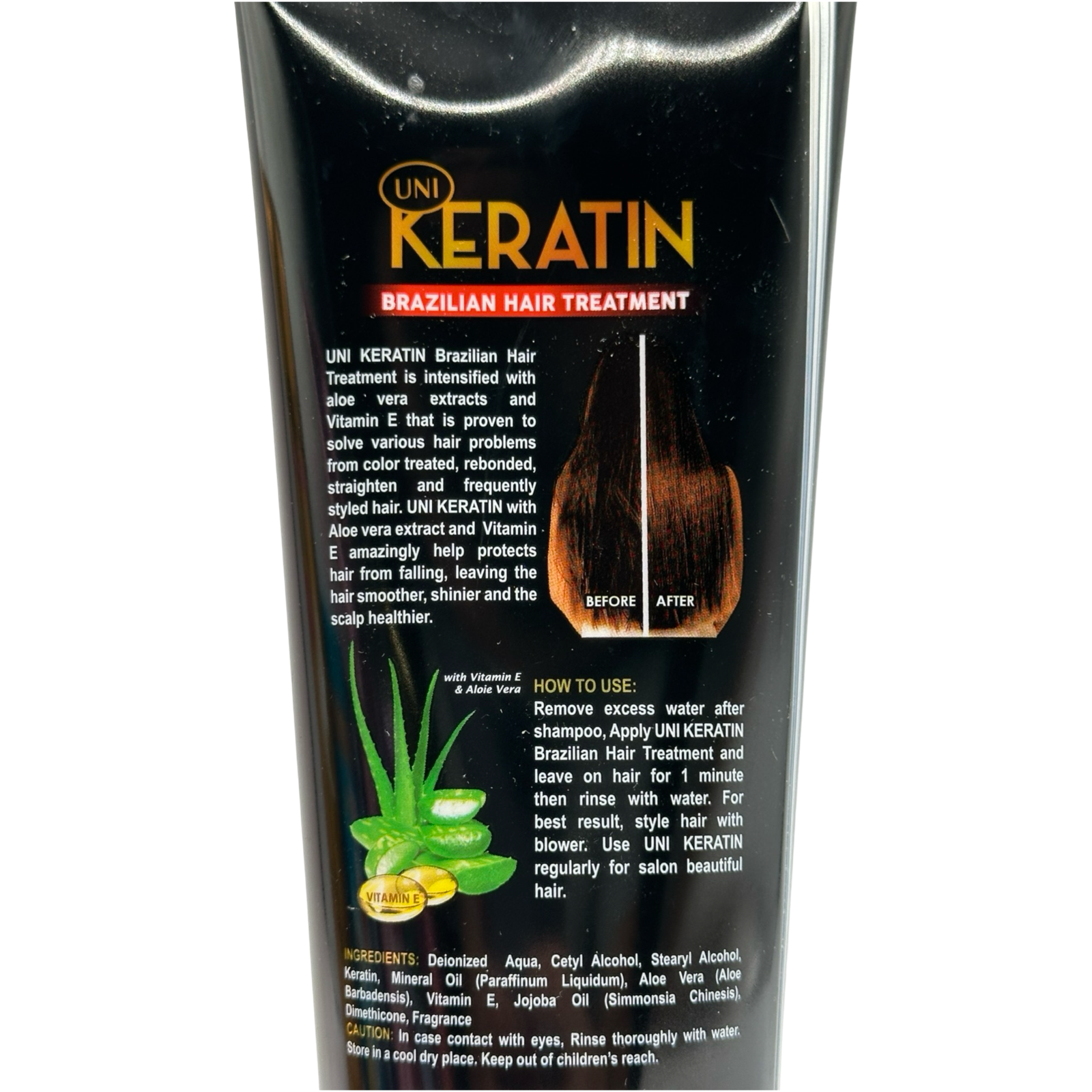 Get Gorgeous! 200 G UNI Brazilian Keratin Hair Treatment with Vitamin E & Aloe Vera (BLACK)