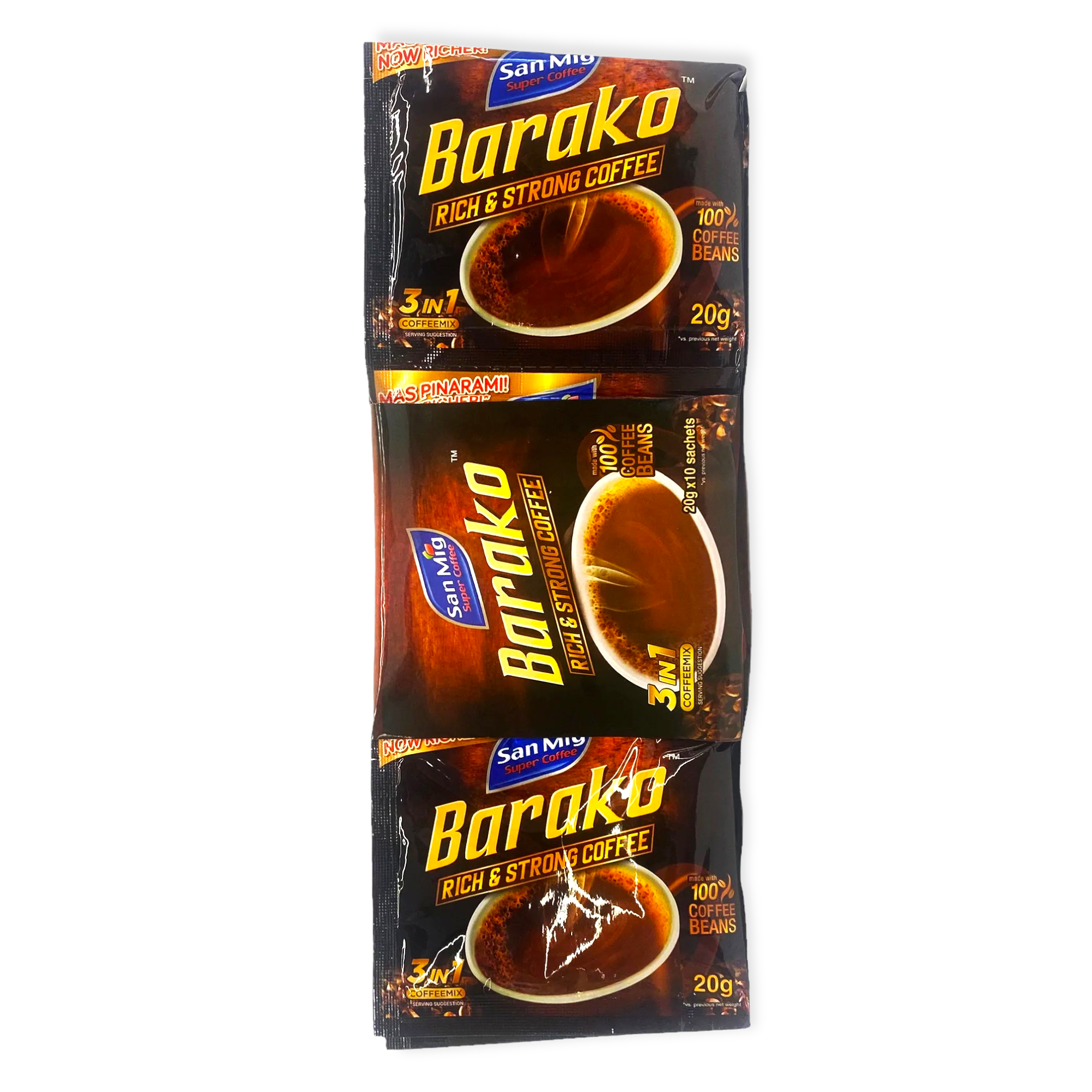 San Mig 3-in-1 Super Barako Coffee Mix - 10 Sachets (200 G)