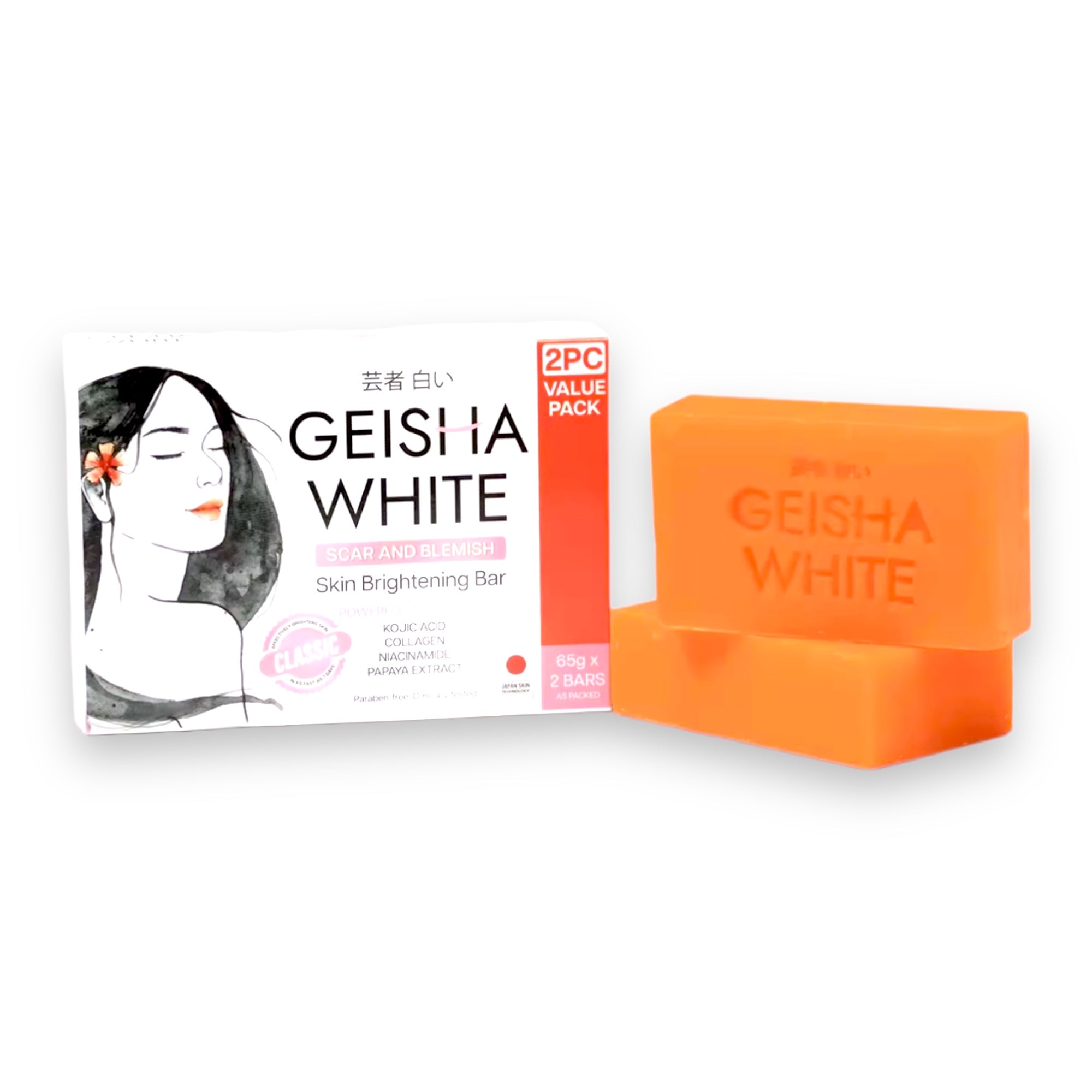 Geisha White Classic Scar & Blemish Soap Bar - 2 Pack (130 G)
