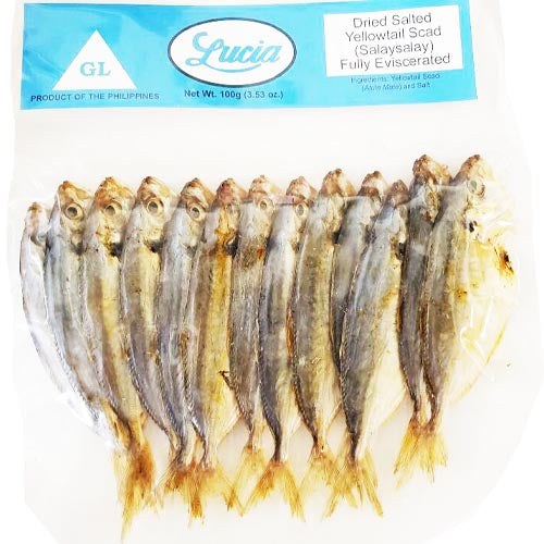 Lucia - 100G Fully Eviscerated Dried and Salted Yellowtail Scad (Salaysalay)