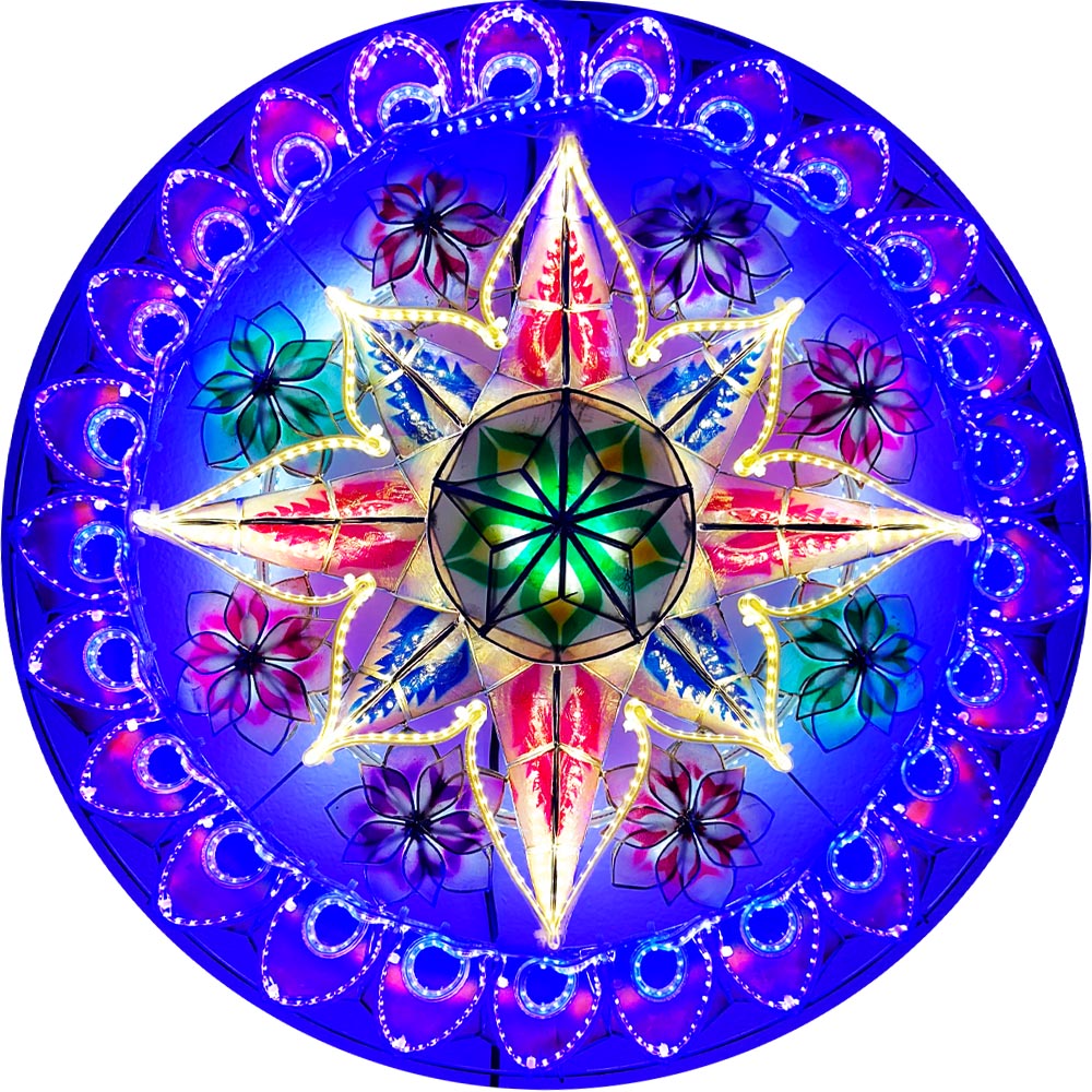 Hot Sale! Philippines Handmade Christmas Capiz Parol Lantern Star in Purple, Blue, Yellow & White - 24 Inches, 2 KG, 110 V