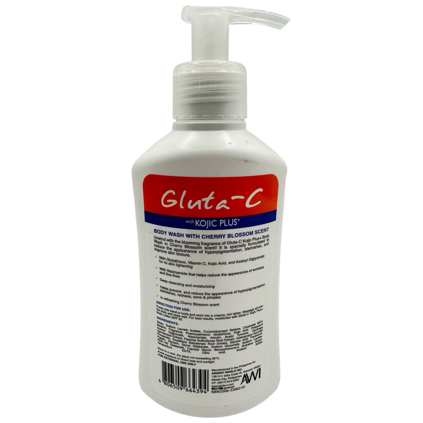 250ml Gluta-C Kojic Cherry Blossom Scent Body Wash for Soft & Radiant Skin
