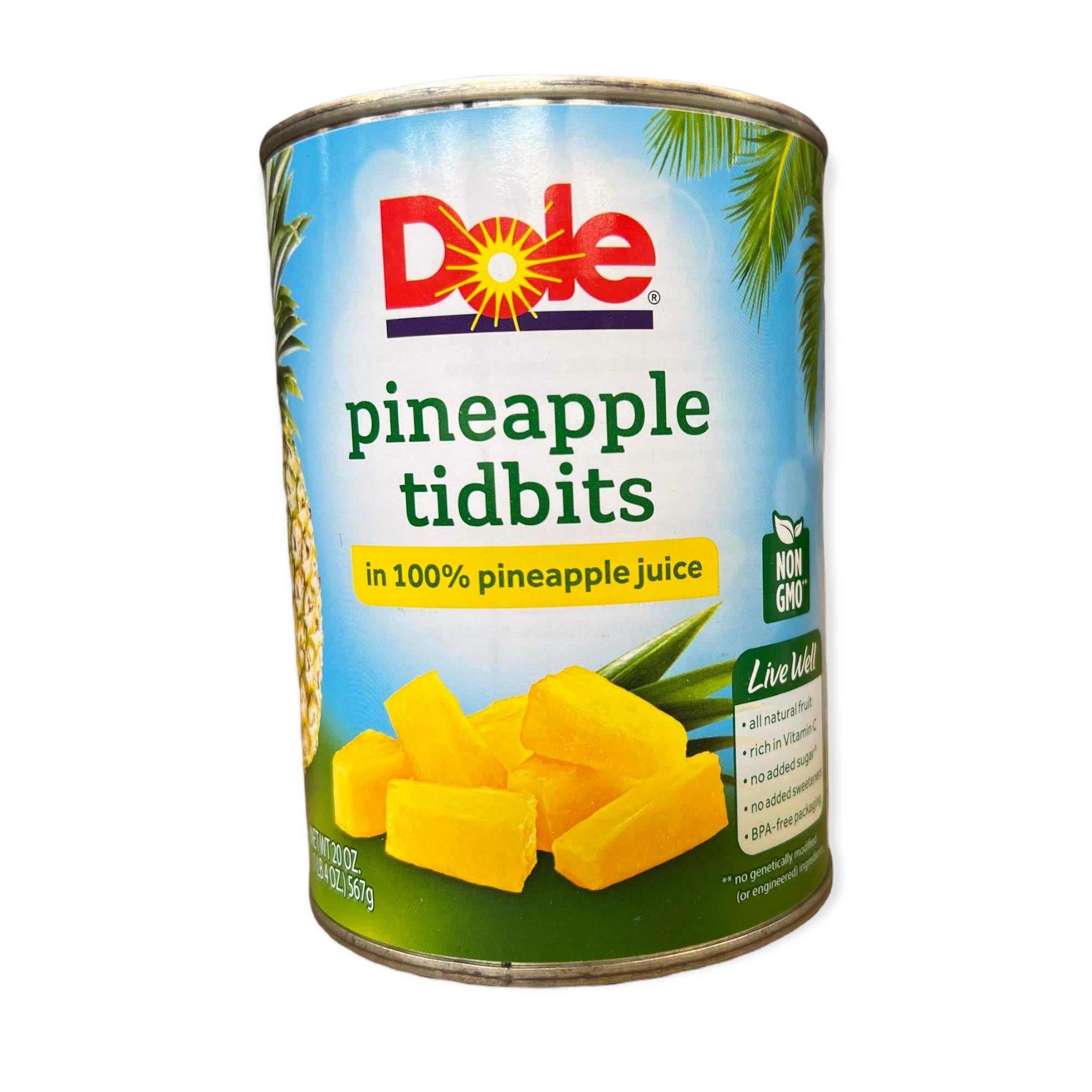 Dole 20oz Canned Pineapple Tidbits in Juice - Fresh and Tasty!