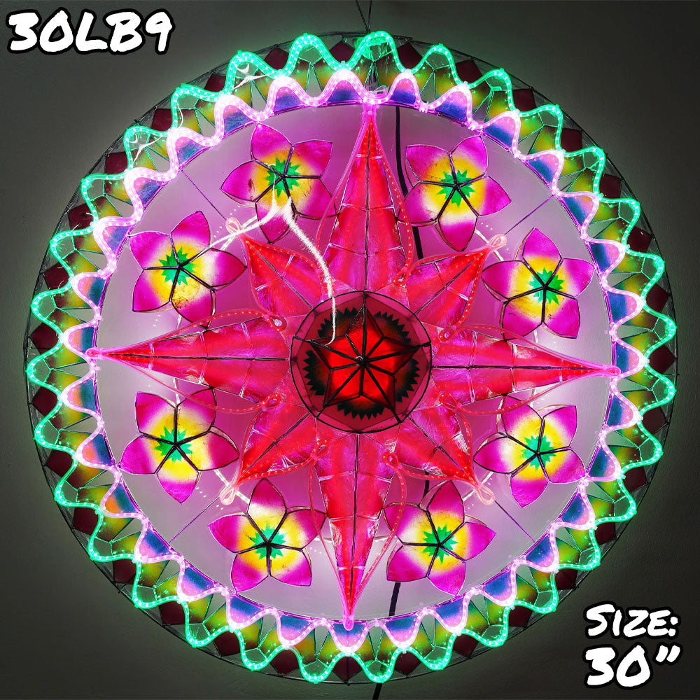 Philippine Handmade Christmas Capiz Parol Star Lantern - Purple, Red, Green, 30 Inches, 4 KG